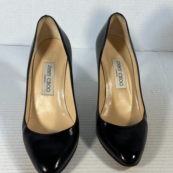 WOMEN'S BLACK JIMMY CHOO HEELS SIZE 7-1/2 - Picture 5 of 16